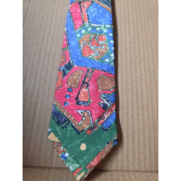 Hardy Amies London Necktie Colorful Geometric Abstract Print Tie 54" - Picture 2 of 4